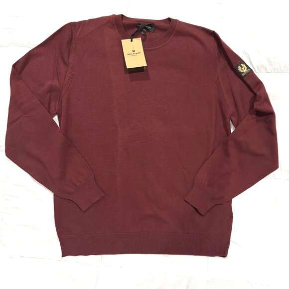 NWT mens size‎ 3xl Belstaff Moss Crew Neck Jumper/sweater burnished red - Picture 2 of 9